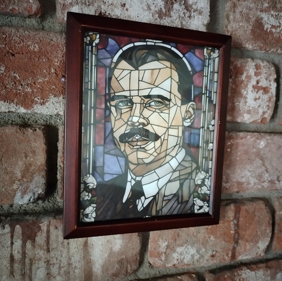 John Dillinger Famous Gangster Stained Glass Style Framed Art Print - Picture 1 of 1